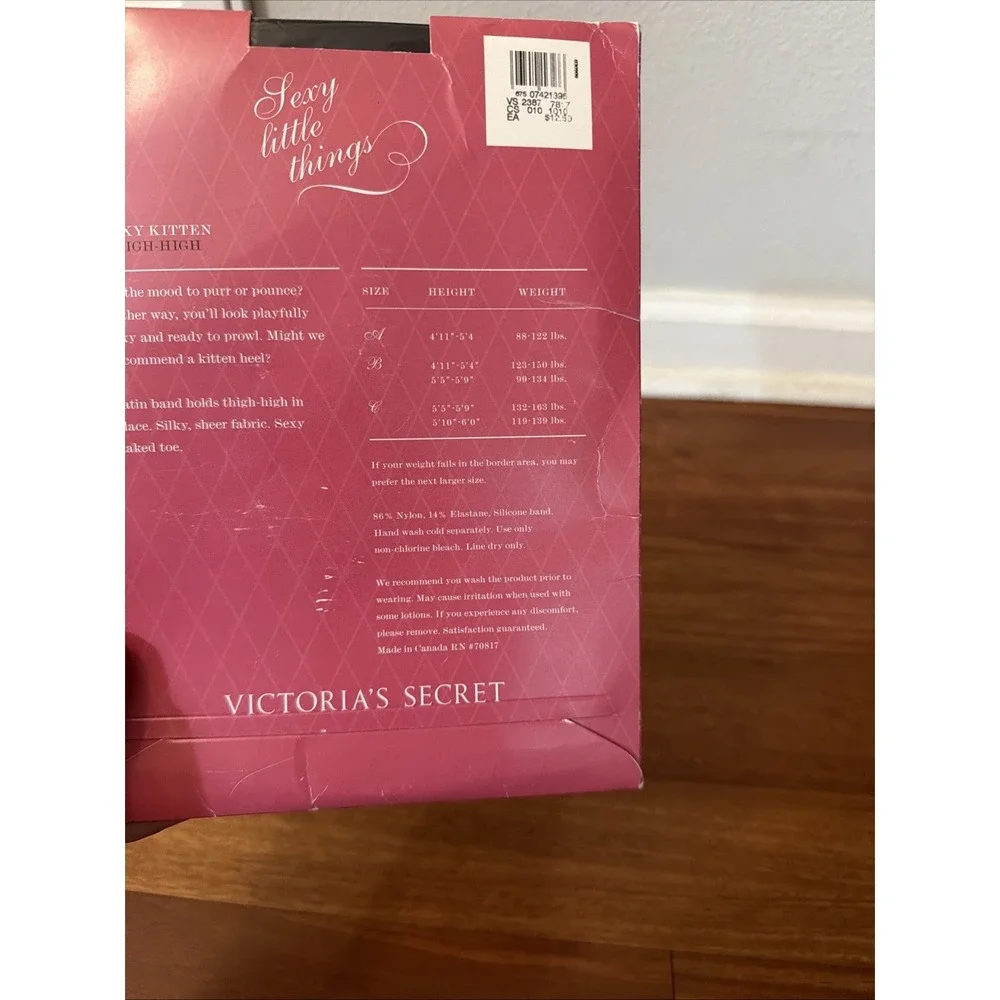VICTORIA SECRET Sexy Little Things Kitten Thigh High Stockings Sz A Black NIP